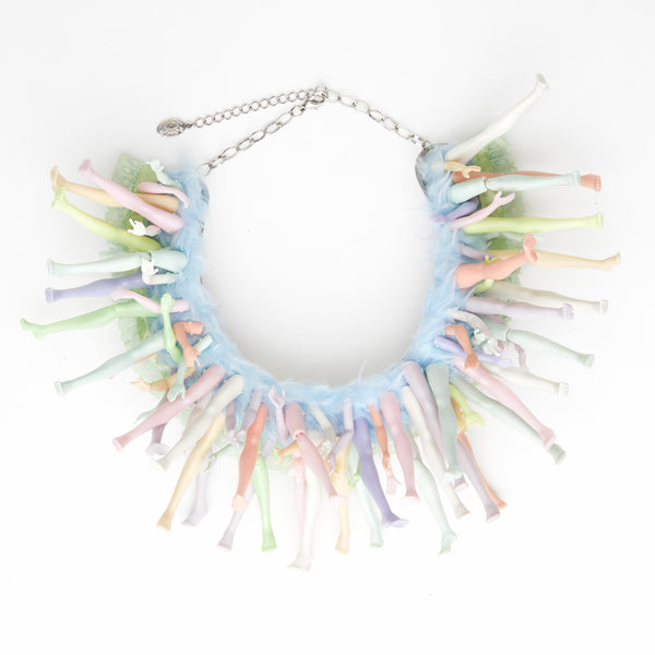 dolls legs & arms pastel colours  plastron necklace