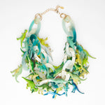 chunky  blue green chain dinosaurs necklace