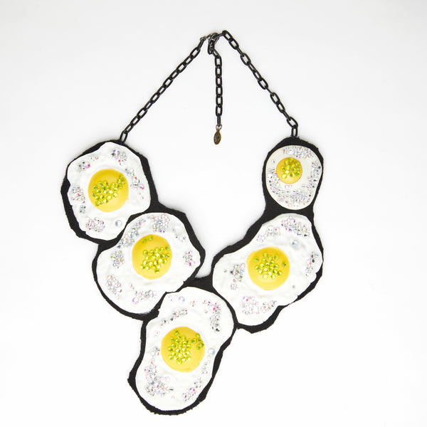 fried eggs toys necklace with rhinestones