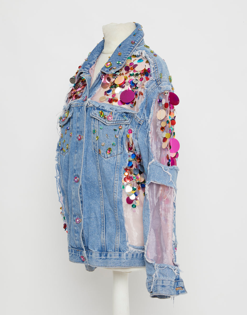 bespoke couture denim sequins jacket – sophiecochevelou