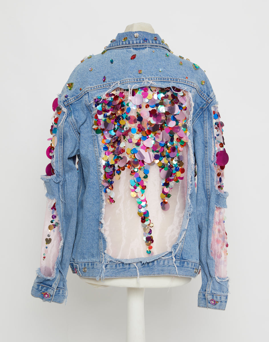 bespoke couture denim sequins jacket – sophiecochevelou