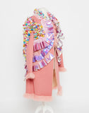 kawaii pink pet shop coat with pink pompoms