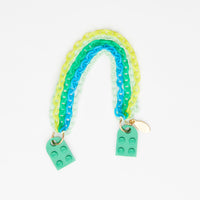 green  bricks bracelet with colourful green chains