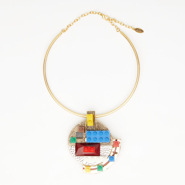 art deco lego bricks necklace