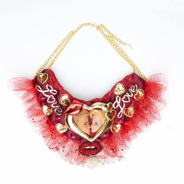 Copy of Ken & barbie doll love story necklace red ruffle