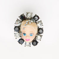 miniature blond baroque doll face ring