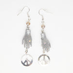 Peace maker earrings - silver hand with peace sign  - entire sale going to Save the Children's life charity