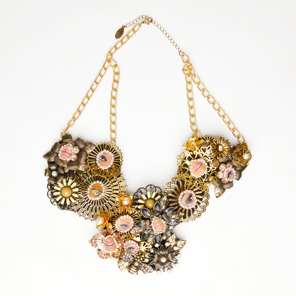 bucolic doll eye & mouths -  bespoke floral necklace