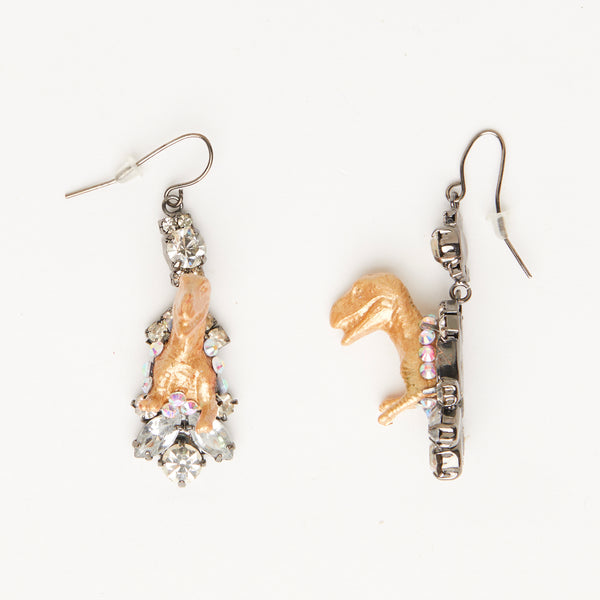 gold t rex dinosaur earrings baroque style