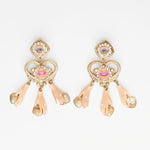 surrealist eye hand mouth dolls earrings with gold heart