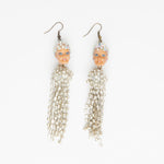 Swarovski gemstones dolls heads earrings with diamante tassels chandelier style