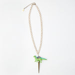 green dinosaur Iguanodon necklace  with spike