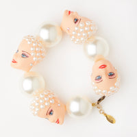 dolls face with pearly gemstones bracelet & chunky pearly beads