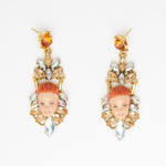 miniature ginger doll face earrings