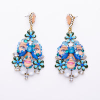 butterfly effect blue doll eye & mouth earrings -floral collection