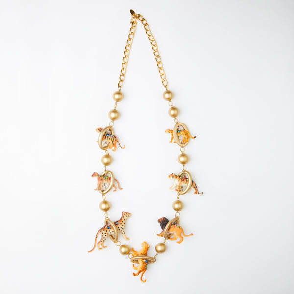 circus animal tigers & lions jumping trough ring master hoop toy necklace