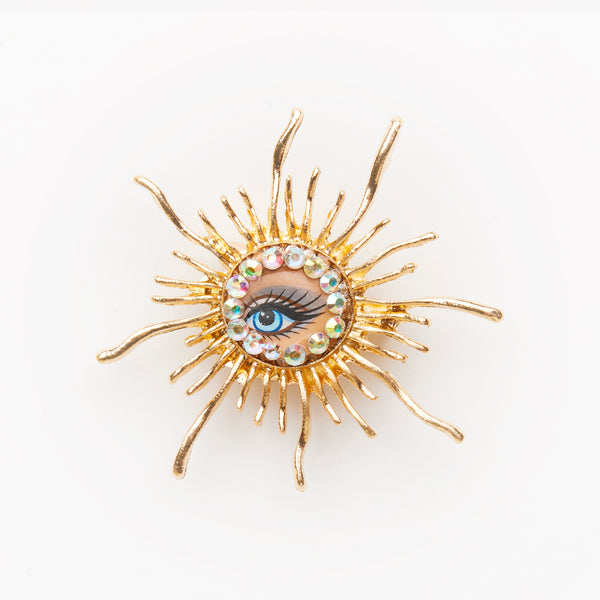 miniature baroque halo doll eye brooch