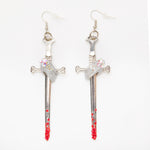 live by the sword die by the sword -doll hand earrings