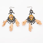 black  eyes & hands dolls earrings with gold rhinestones