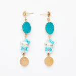 blue hello kitty toy earrings with blue gemstones