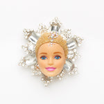 baroque blond doll white rhinestones brooch