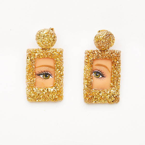 through the gold looking glass - doll eye earrings