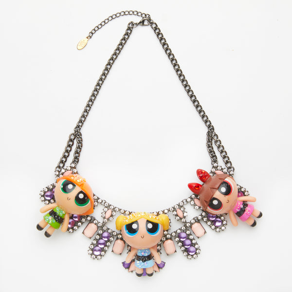 The Powerpuff Girls on gemstones necklace