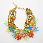 Jeff Koons ballon dogs pop art necklace with chunky gold chain