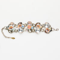 doll eye & mouth bracelet with  white & grey gemstones