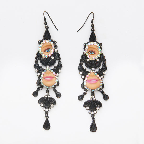 gothic style doll eye & mouth black stones