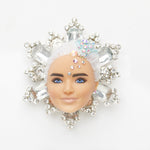 baroque white hair rhinestones brooch