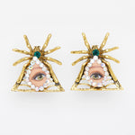 spider doll green eyes earrings -halloween collection