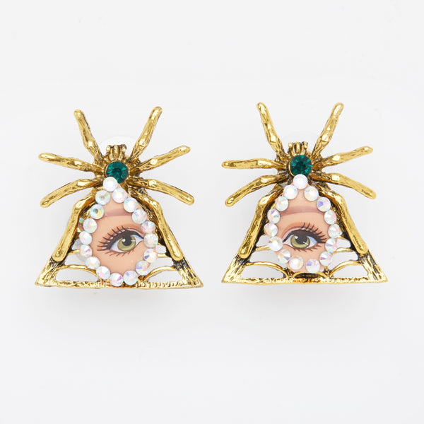 spider doll green eyes earrings -halloween collection