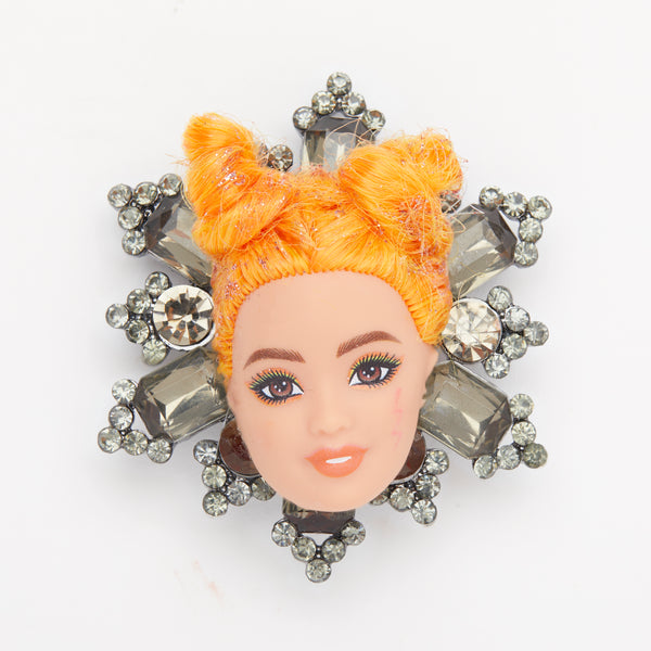 baroque  orange hair doll rhinestones brooch -halloween collection