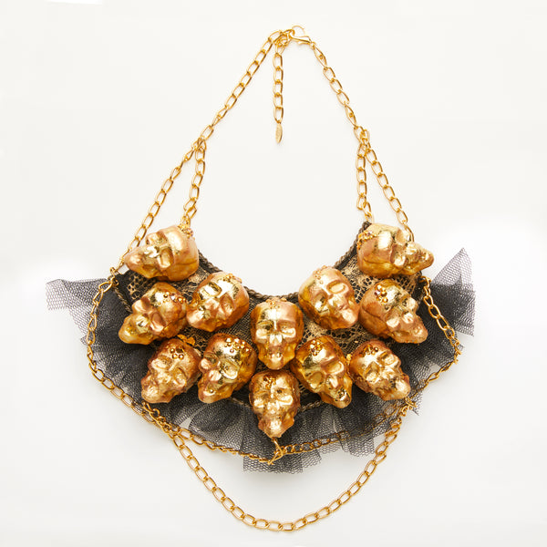 gold Skulls necklace- Halloween collection