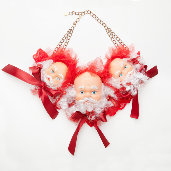 vintage santa clause  with red now in their beard festive necklace - Christmas collection