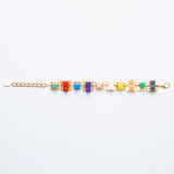 art deco lego bricks bracelet on gold base