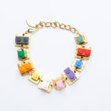 art deco lego bricks bracelet on gold base