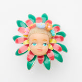 miniature blond doll face with flowers in the hair - floral collection