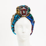 leopard print turban with leopard jewellery