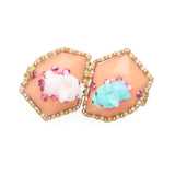 cyan, orange & pink dog set -necklace -earrings -ring