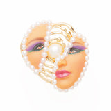 what's in my head -purple eyes pearly doll face ring