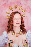 copper, gold & silver doll face necklace