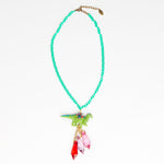 iguanodon necklace  with red & purple crystal