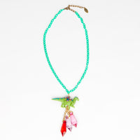 iguanodon necklace  with red & purple crystal