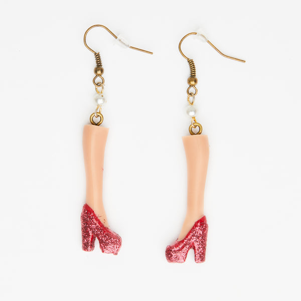 Dorothee miniature red glittery shoes earrings